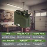 thumbnail of 3x Benzinkanister Kraftstoffkanister Metall 10 Liter Hammerschlag  Olivgrün inkl. Ausgießer + Halter