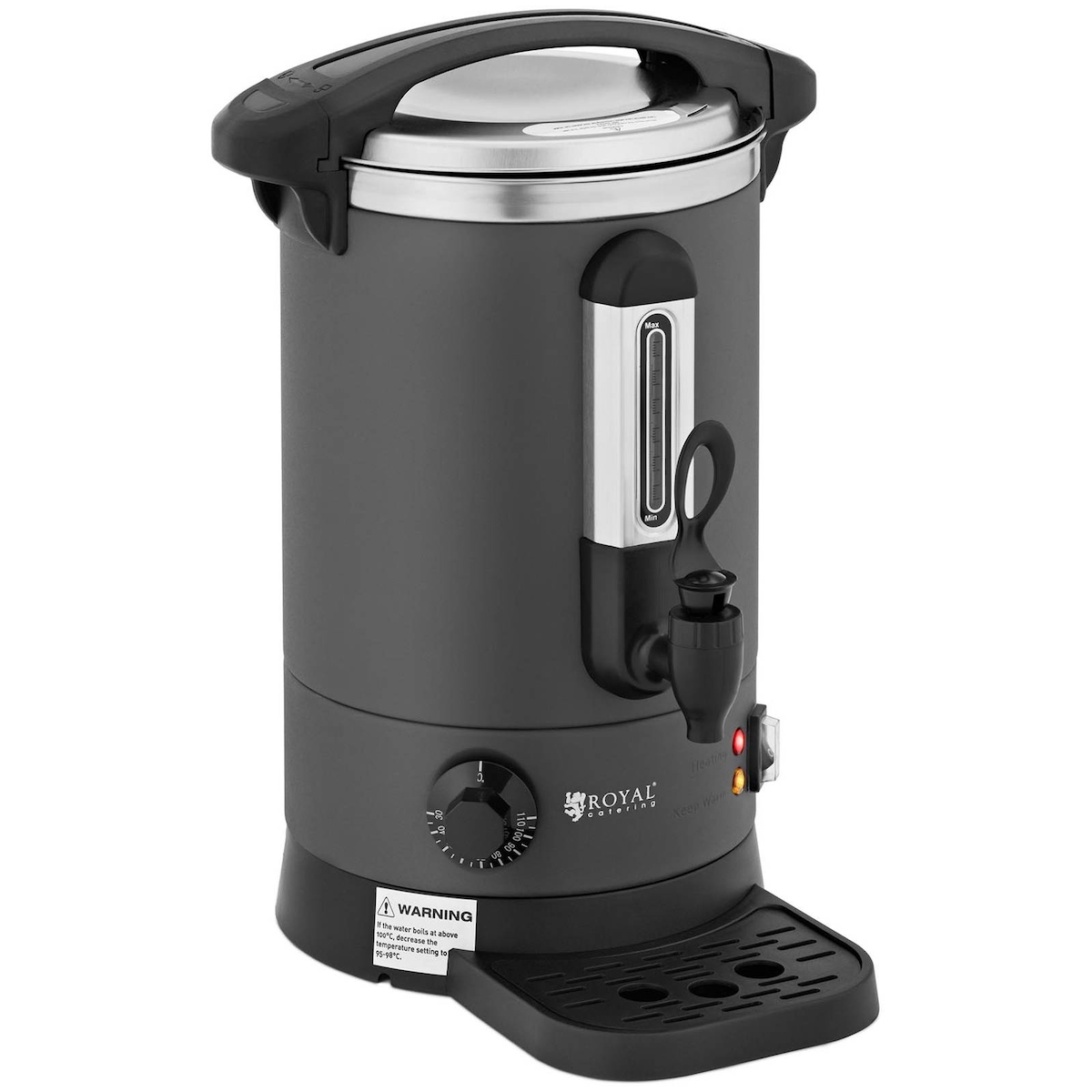 Royal Catering Wasserkocher - 6.1 L - 1500 W - Abtropfschale - Grau