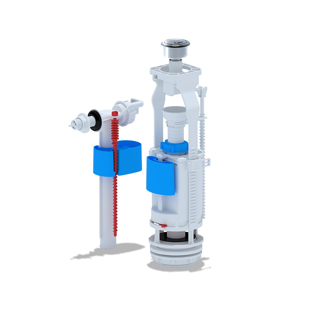 Belvit WC Spülventil 3/8" Anschluss seitlich Verchromt Eco- Spültaste höhenverstellbar 290-410 mm