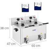 thumbnail of Royal Catering Elektro-Doppel-Fritteuse - 2 x 13 l - 6500 W - EGO-Thermostat - Ablasshahn -