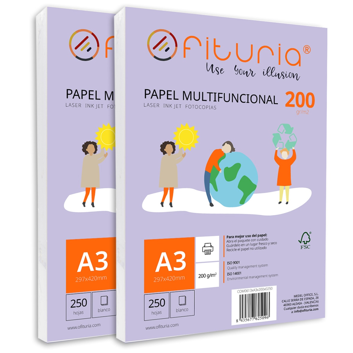 Paquete de folios A3 de 200gr con 500 Hojas Blancas para Uso Escolar y Entornos Laborales- Ofituria