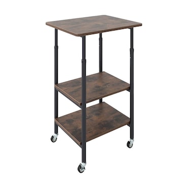 COSTWAY Supporto per stampante a 3 livelli regolabile in altezza, carrello per stampante con ripiani e ruote, 49 x 40 x 77 cm (marrone)