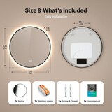 thumbnail of Mirlux Badkamerspiegel met LED Verlichting & Verwarming – Wandspiegel Rond – Anti Condens Douchespiegel - Mat Zwart - 120CM