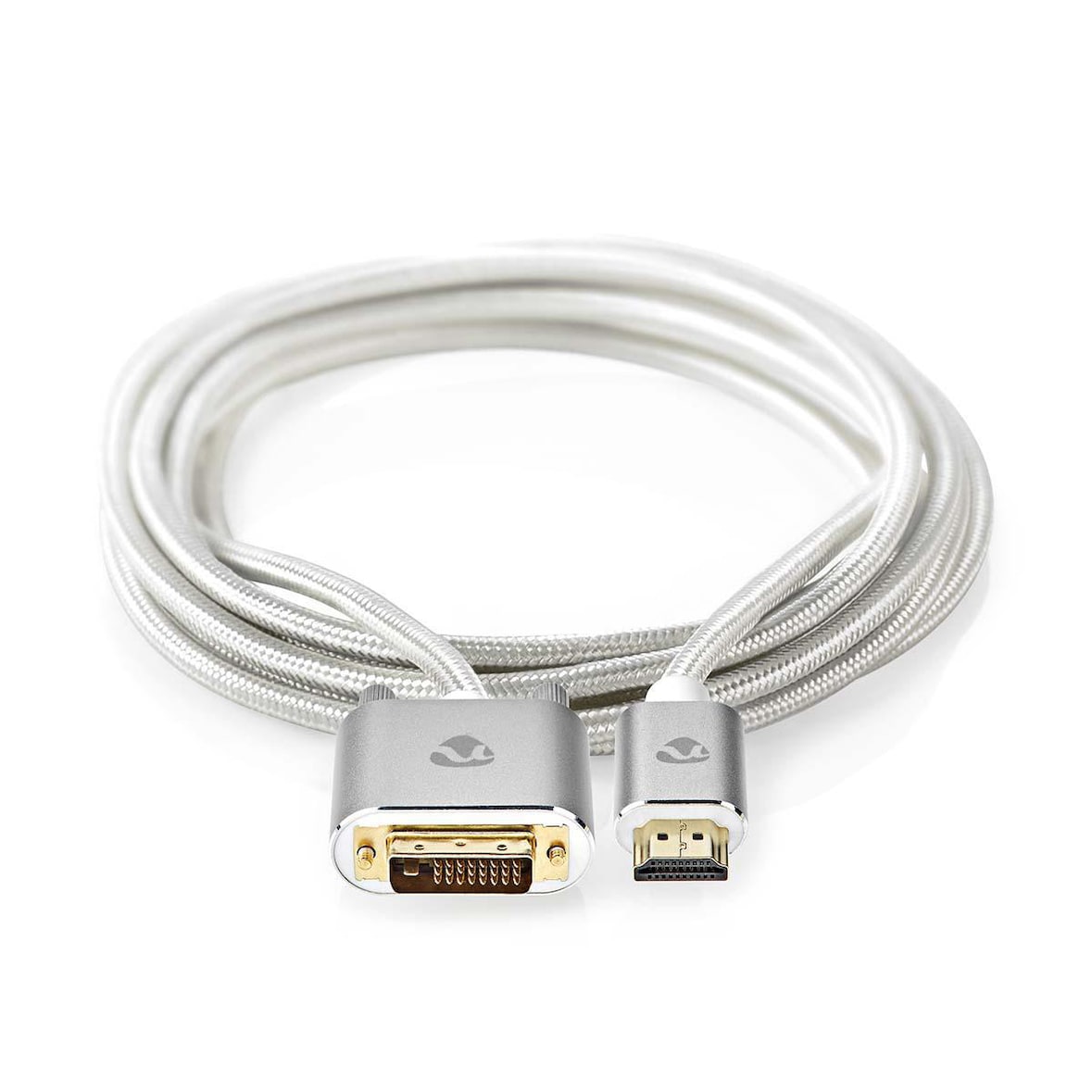 HDMI -Kabel - HDMI Stecker - DVI-D 24+1-Pin Stecker - 2560x1600 - Vergoldet - 2.00 m - Gerade - Geflochten - Silber - Verpackung mit Sichtfenster