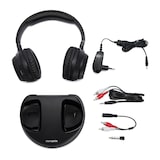 thumbnail of Auriculares inalámbricos Aiwa WHF-880, negros, estación de carga, sobre la oreja, 40Hz-18kHz 100m de alcance PLL