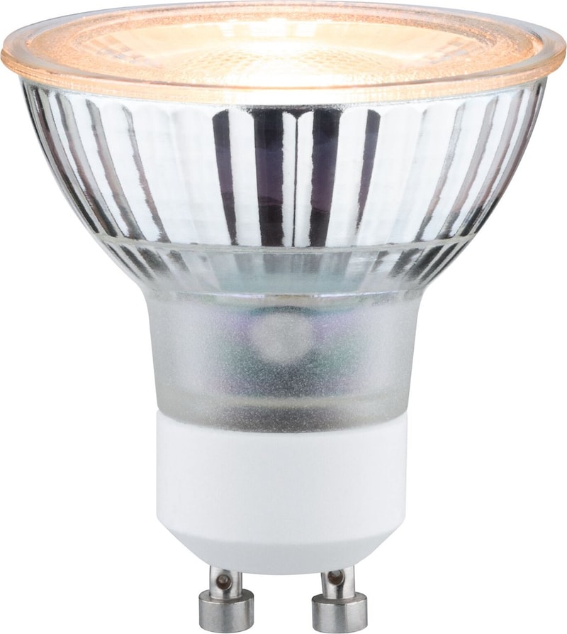 Eine GU10-Glühbirne mit Metallbasis.