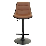 thumbnail of 2er-Set Barhocker HWC-L85, Barstuhl Tresenhocker Drehhocker, höhenverstellbar mit Lehne Kunstleder ~ braun