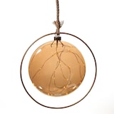 thumbnail of LED Glaskugel im Ring Deko Kugel Juteseil beleuchtet Timer D:26cm gold
