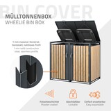 thumbnail of ML-Design Mülltonnenbox 2er Anthrazit-Holzoptik, 2×240L, 132×80×116 cm, Stahl, wetterfest & abschließbar, Müllbox mit Klappdeckel & Türen