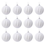 thumbnail of 12 Weihnachtskugeln 8cm Kunststoff Glitzer geriffelt Styropor Christbaumkugeln