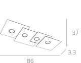 thumbnail of Toplight 4-flammige rechteckige Deckenleuchte Platte mit GX53-Fassung, sandfarbene Struktur, modernes Design 86x37x3cm