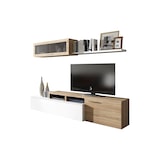 thumbnail of Dmora Schrankwand Chino, TV-Ständer für Wohnzimmer, Reversible Wohnzimmerkomposition, Ecklounge-Set, 200x41h44 cm, Eiche und glänzend Weiß