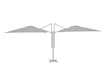 METRO PROFESSIONAL Sombrilla doble cuadrada, acero, 2.5 x 2.5 m, hidrófuga, plata/platino