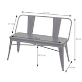 thumbnail of Banco 2 plazas HWC-H10, banco armario dos plazas banco comedor diseño industrial vintage imitación cuero ~ negro-gris