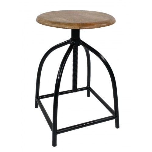 Drehhocker Barhocker Hocker Drehstuhl höhenverstellbar Massivholz Sitz Metall Gestell : schwarz matt - tabacco