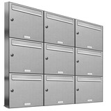 thumbnail of AL Briefkastensysteme 9 Fächer Premium Edelstahl Wand Briefkasten Anlage für Post A4, modern, robust und wetterfest, Artikelnummer: 331V9EA3