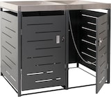 thumbnail of XL 2er-/4er-Mülltonnenverkleidung HWC-H40, Mülltonnenbox, Pflanzkasten Edelstahl-Metall 63kg 125x140x102cm erweiterbar