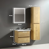 thumbnail of Alpenberger Badmöbel Waschbecken mit Unterschrank | Waschtisch mit Hochschrank und LED Badspiegel | Badezimmermöbel Waschbeckenunterschrank Badschrank