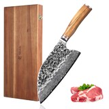 thumbnail of Wakoli Kochmesser Chai Dao I 20 cm Klinge I Olivenholzgriff und Hammerschlag