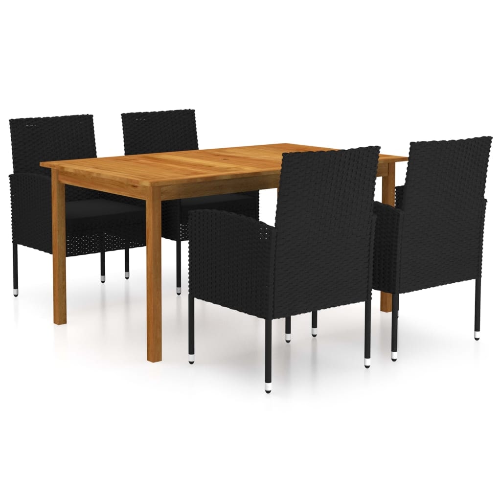 Helloshop26 - Juego de comedor de jardín exterior negro de 5 piezas 02_0013862