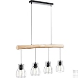 thumbnail of tectake Candeeiro suspenso Woody, 4 luzes, com viga de madeira, 40 W 82 x 13,5 x 140 cm Preto/Castanho