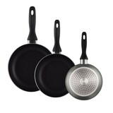 thumbnail of BERGNER - Set 3 padelle Ø16/20/24cm in alluminio pressato colore grigio metallizzato con Set 3 coltelli in acciaio inossidabile con supporto