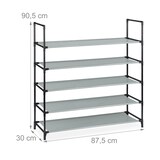 thumbnail of Relaxdays XL Schuhregal Stecksystem, 5 Ebenen, für 20 Paar Schuhe, Stoff Schuhständer, HxBxT: 90,5 x 87,5 x 30 cm, grau