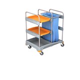 thumbnail of CleanSV® Reinigung®swagen Abfallwagen mit 2 Ablagen aus PE, 3 Ablagen, 57,5 cm x 64cm x 112 cm