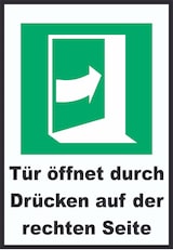 thumbnail of Tür öffnet durch Drücken auf der rechten Seite A1 (594x841mm) Schild