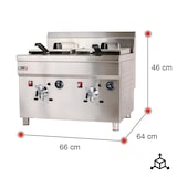 thumbnail of Romux® Friteuse À Gaz Naturel Professionnelle 18+18 Litres Double de Table | Friteuse en Acier Inoxydable avec Robinet de Vidange 6000 W