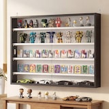 thumbnail of Vitrina Pared de Madera con Estantes Ajustables y 2 Puertas Correderas de Vidrio para Colecciones Perfumes Figuras de Decoración 80x9,5x60 cm Negro