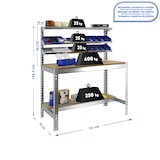 thumbnail of SimonRack Werkbank für Werkstatt, 1510x760 mm, 3 Ablagen, Tragfähigkeit 600 kg, Verzinkt - BT-1