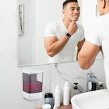 thumbnail of Relaxdays Wandseifenspender, 1000 ml, nachfüllbar, Spender Bad & Küche, Seifenspender Wandbefestigung, weiß-schwarz