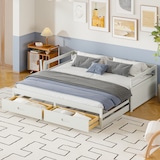 thumbnail of Ausziehbares Schlafsofa 90/180x200 cm aus Kiefernholz mit Schubladen – flexibles Design und hoher Komfort Weiß