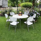 thumbnail of Mesa Redonda Dobrável Efeito Granito Branco Ø122x74cm O91