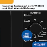 thumbnail of Exquisit Mikrowelle 20L, 1000 Watt Grill, 700 Watt, 25,5cm Drehteller, 5 Leistungsstufen, Timer, Auftaufunktion, 2 Drehregler, MW 802G schwarz