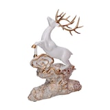 thumbnail of Vacchetti Renna in resina su rocce oro e bianco cm20x7,5h27,5