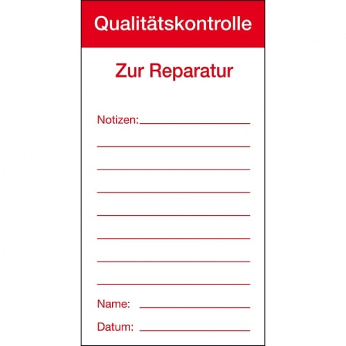 Aufkleber I Qualitätsaufkleber Qualitätskontrolle-Zur Reparatur, Papier, 80x150mm, 100/Block