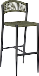 Sgabello da bar contemporaneo in velluto verde con struttura in metallo nero BEDIVERE