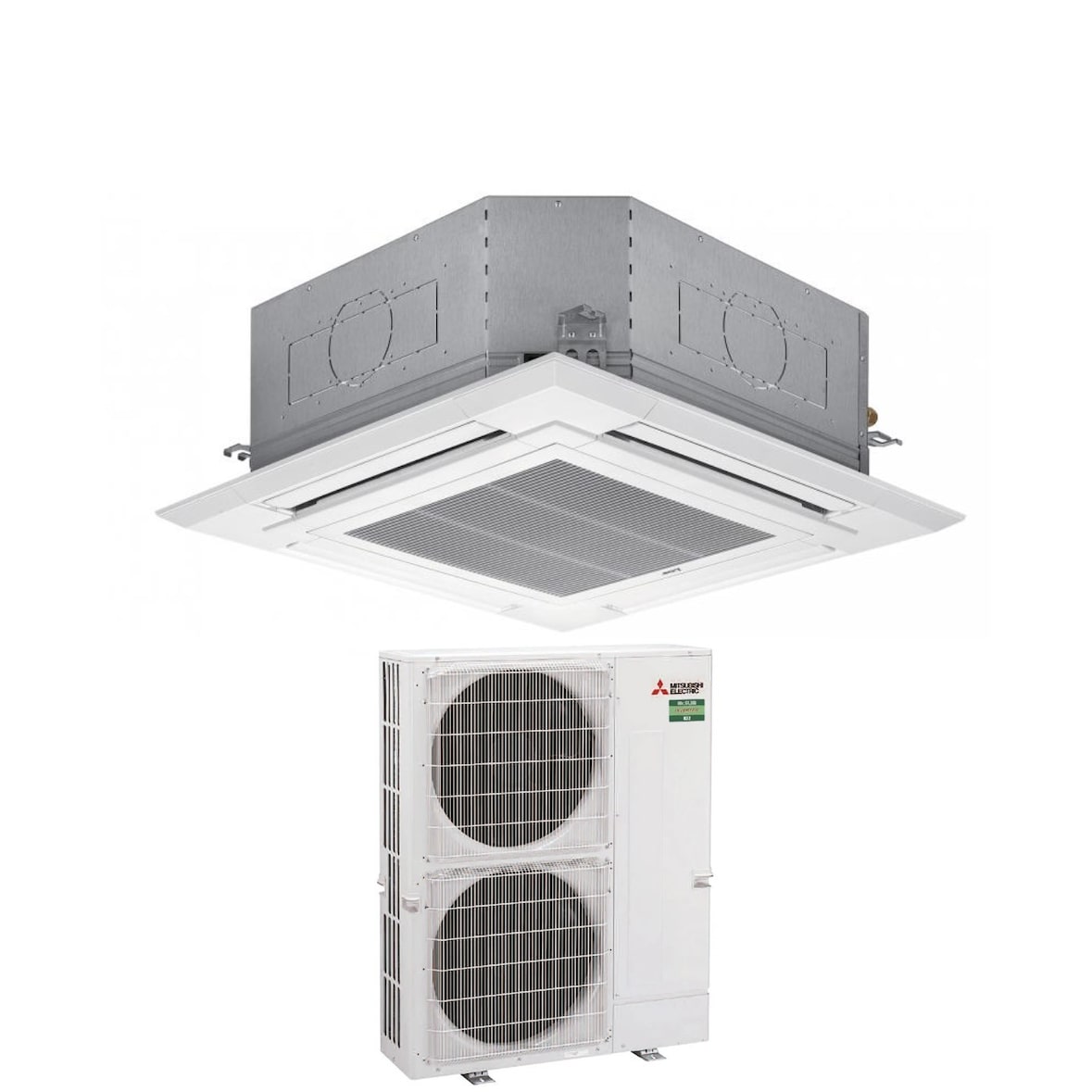 Condizionatore Mitsubishi Cassetta 90x90 a 4 Vie 34000 Btu  PLA-M100EA + PUZ-M100VKA R-32 Wi-Fi Optional Griglia Inclusa