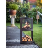 thumbnail of Braciere RedFire Buffalo – metallo con rivestimento nero – Ø43 cm – altezza 90 cm – con vano porta legna – nero