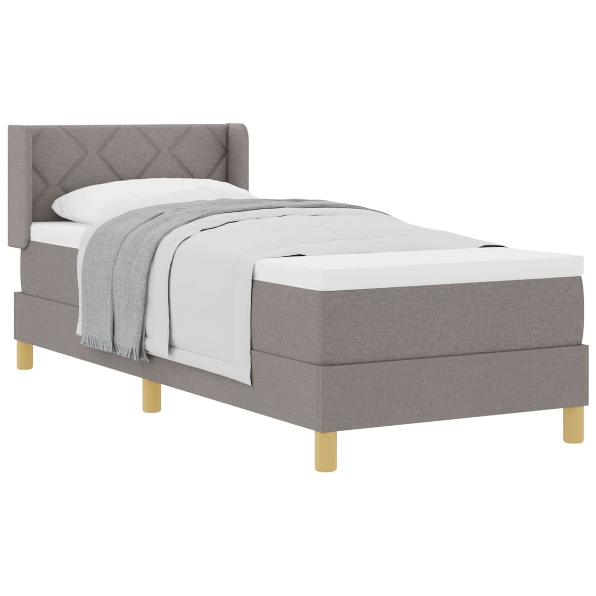 vidaXL Boxspringbett mit Kissen mit Kopfteil Taupe 200 x 80 cm Stoff