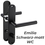 thumbnail of Langschild Drückergarnitur Edelstahl gebürstet EMILIA SCHWARZ WC - Badezimmer Türbeschlag