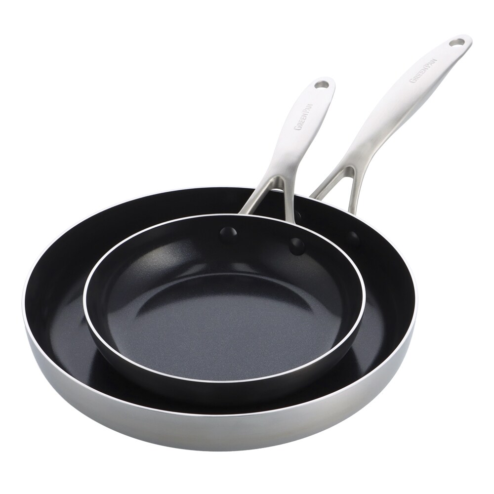 Set de 2 Poêles Geneva de 20 et 28 cm collection -  Argent / Métallique Rond Céramique Greenpan 28.00x28.00 cm