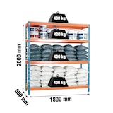 thumbnail of Estante metálica de meia carga Ecoforte Chipboard 4 prateleiras. Cor azul/laranja/madeira 2000x1800x600 mm