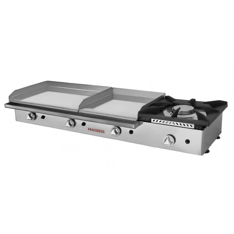 Plancha a gas 60+40 cromo duro con fogón Maiser