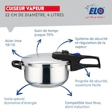 thumbnail of Autocuiseur vapeur en acier inoxydable 18/10 22 cm 4 litres Elo Praktika