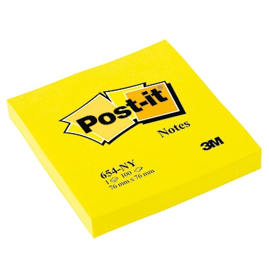 Post-it Haftnotiz Neon Notes 654NGE 76x76mm 100Blatt neongelb