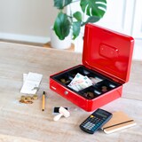 thumbnail of HMF Geldkassette abschließbar, Kasse mit Münzeinsatz, 5 Münzfächer, 30 x 24 x 9 cm, Rot