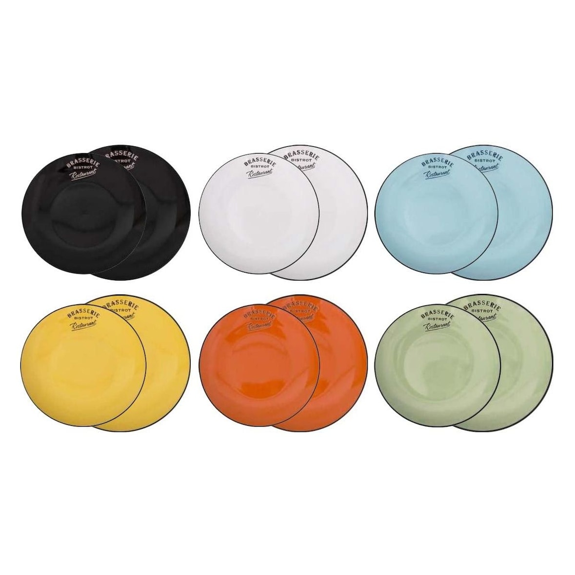 Assiettes colorées Brasserie bistrot (Lot de 12) Antic Line Créations